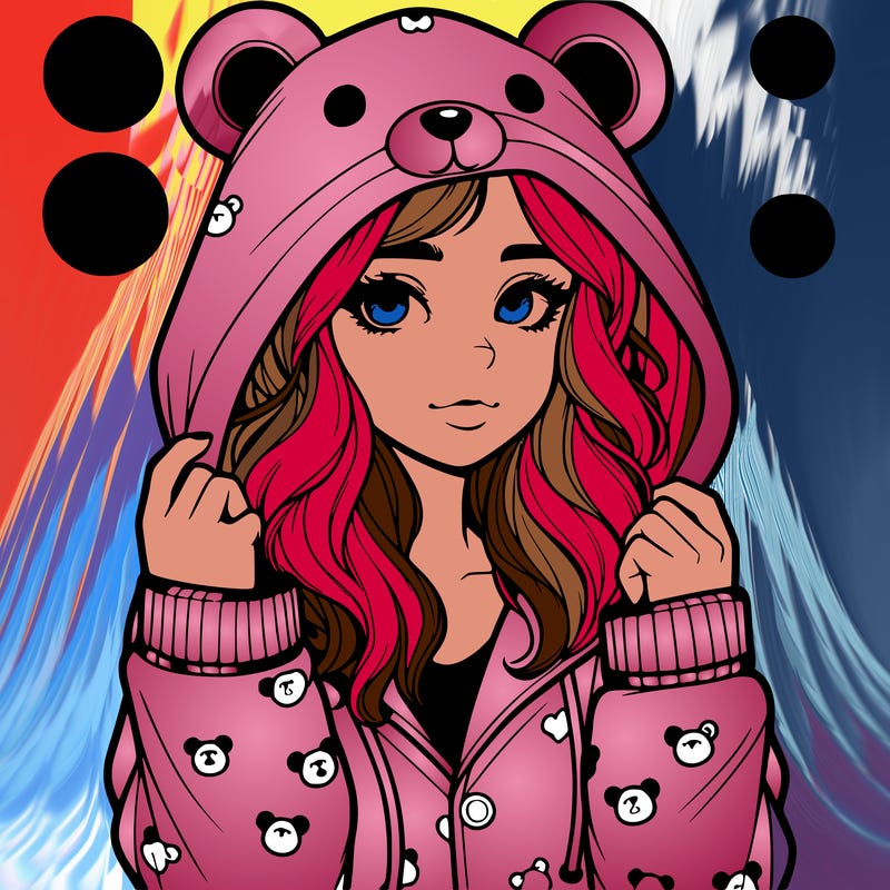 realistic girl in a animal pjs hoodie
