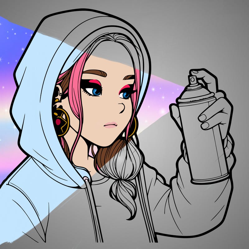 a realistic girl, spray painting