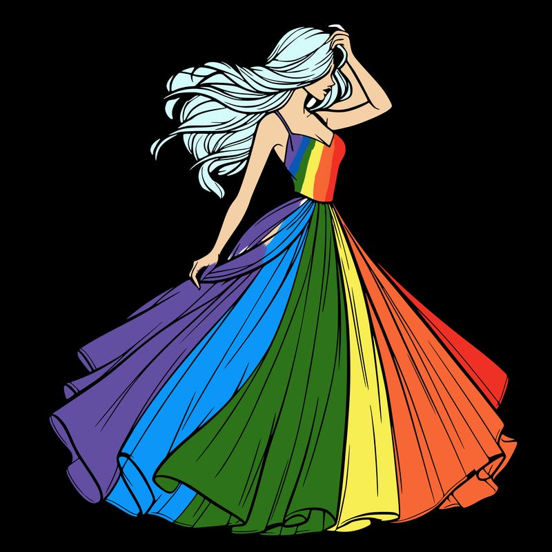 realistic woman with dress flowing in the wind