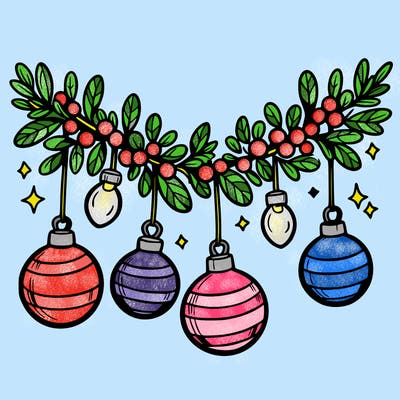 christmas garland with big bulbs