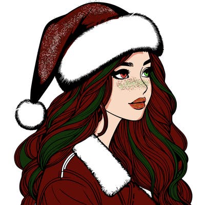 realistic girl in santa hat