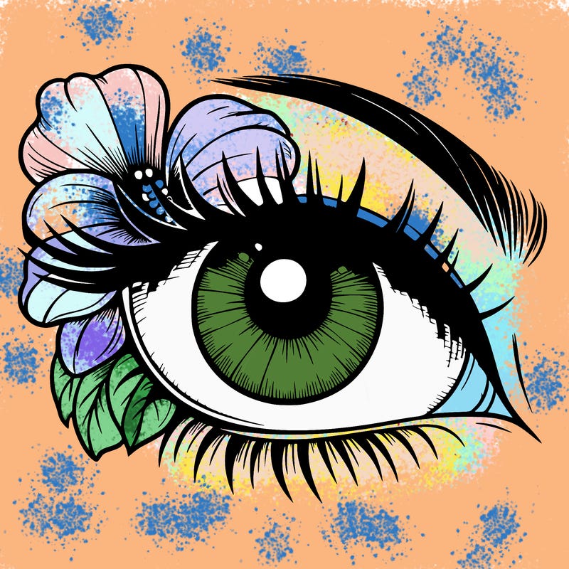 realistic eye with flower