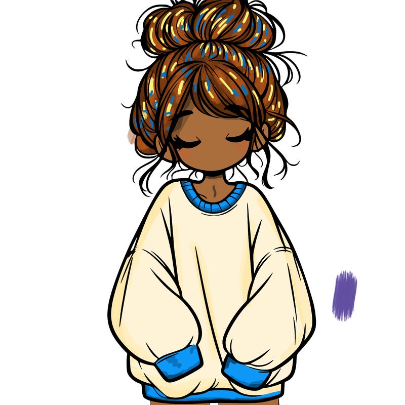 girl with baggy sweatshirt and messy bun