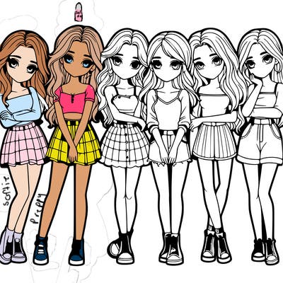 a group of girls realistic