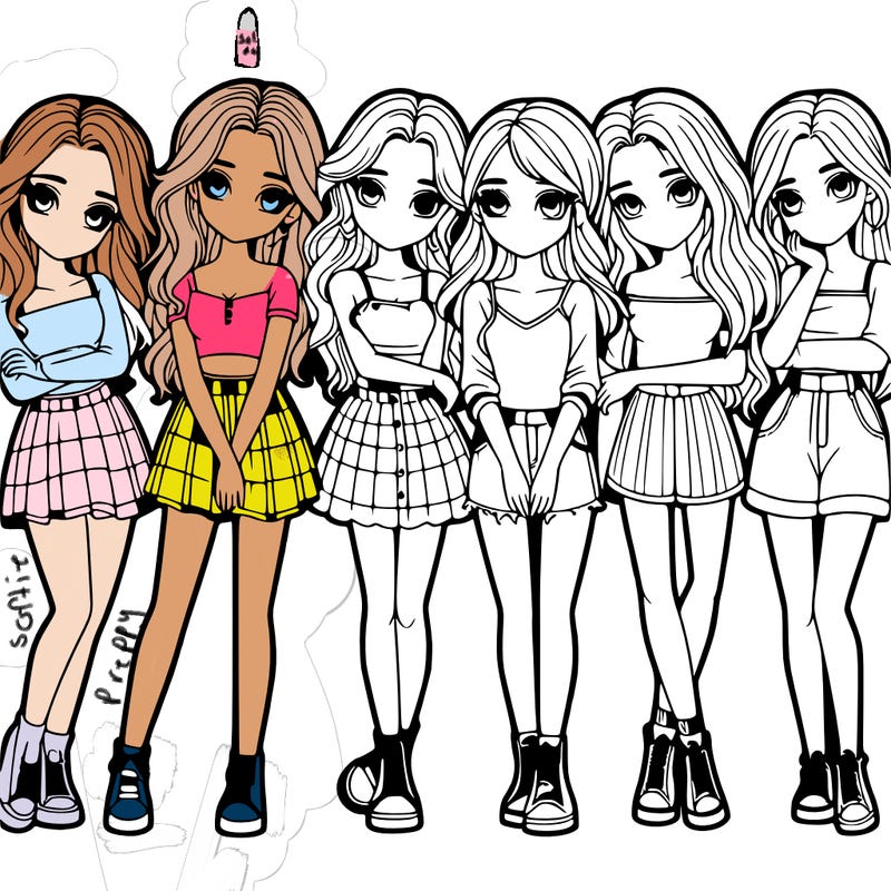 a group of girls realistic