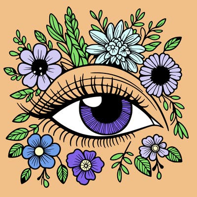 eye with flowers