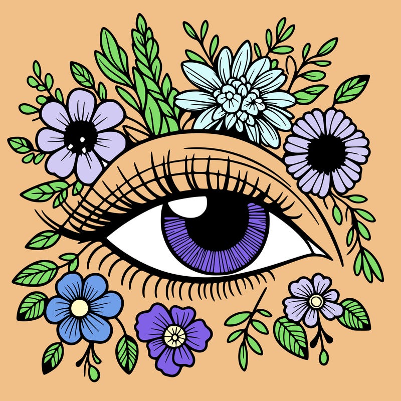 eye with flowers
