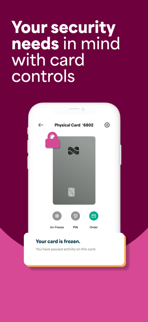 Netspend Wallet - Netspend Wallet app interface showing the card freeze security feature