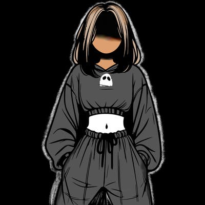 realistic girl faceless with baggy pants and a crop top