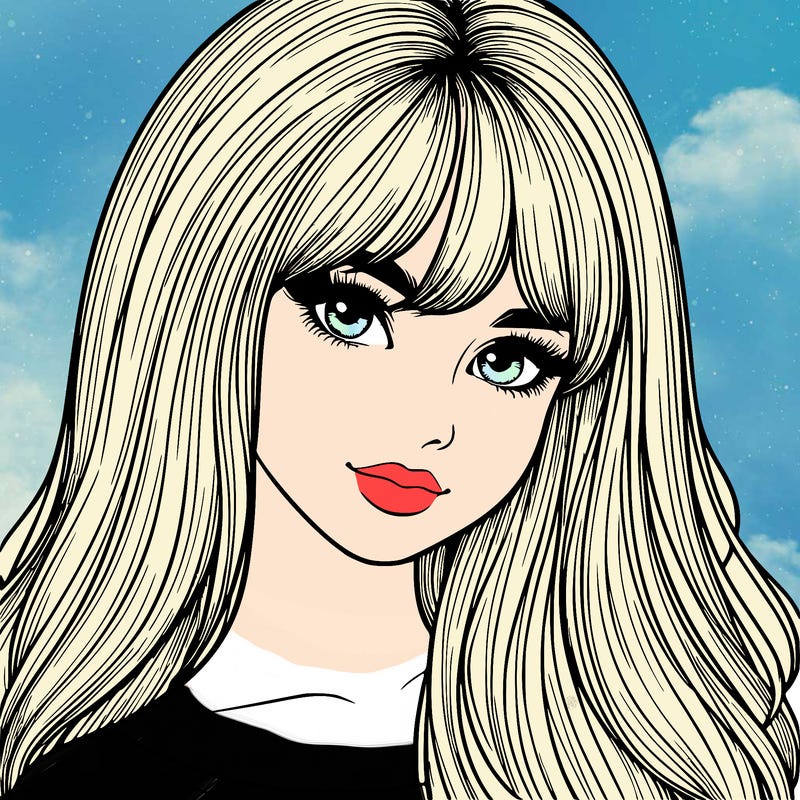 realistic girl with long hair and bangs