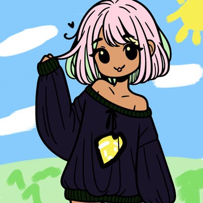 girl in baggy sweater hanging off her shoulder