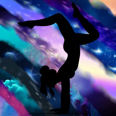 a woman doing a handstand