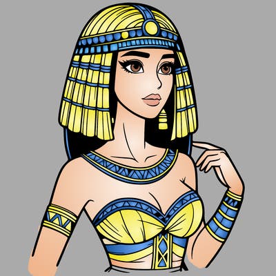 realistic woman wearing a cleopatra costume