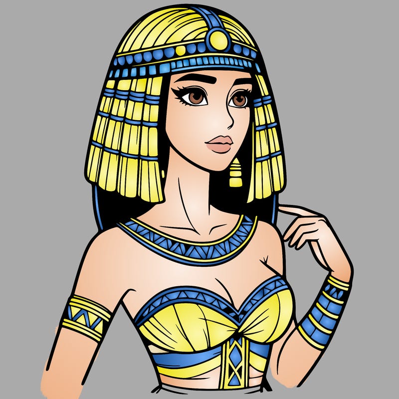 realistic woman wearing a cleopatra costume
