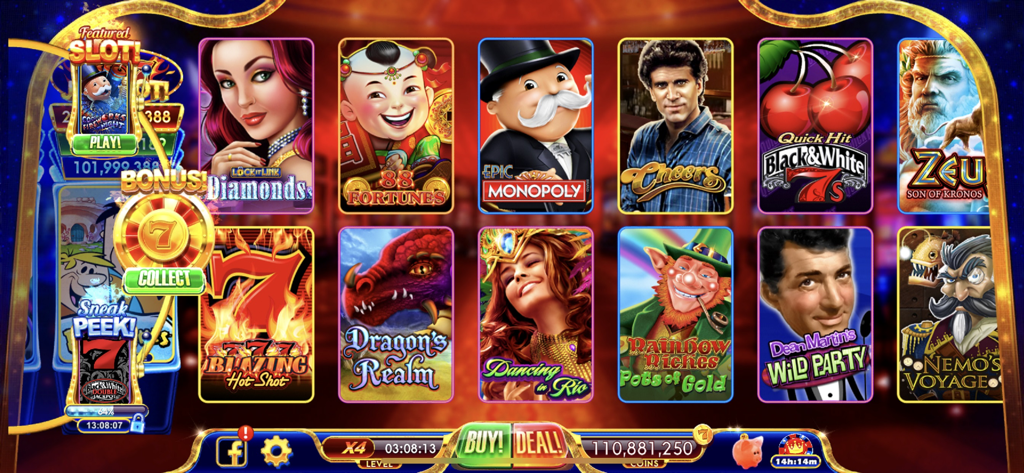 Le menu de jeux du casino Hot Shot propose des machines à sous populaires comme Monopoly Zeus et 88 Fortunes.