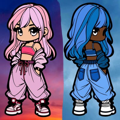 girl in crop top and baggy pants