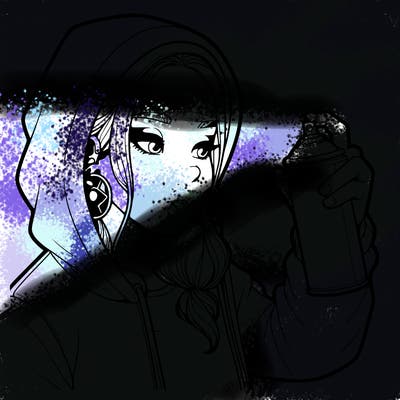 a realistic girl, spray painting