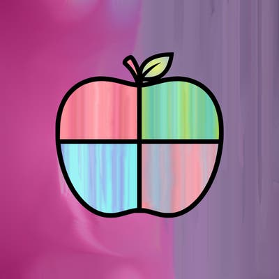 basic apple drawing split in four by lines