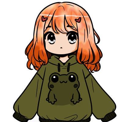 girl wearing frogging sweatshirt