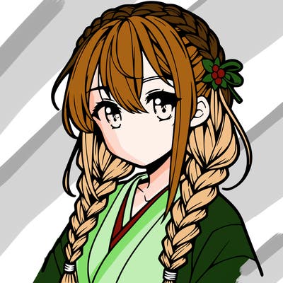 anime girl, braided hair