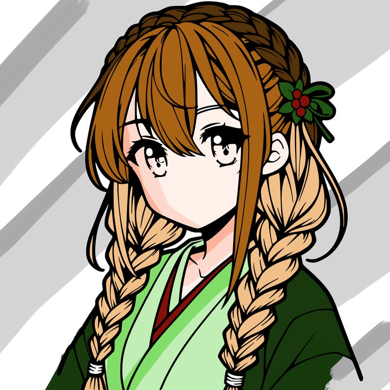 anime girl, braided hair