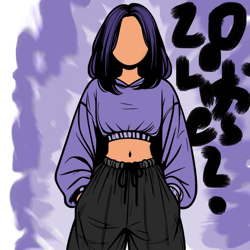 realistic girl faceless with baggy pants and a crop top