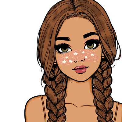 realistic girl with braids