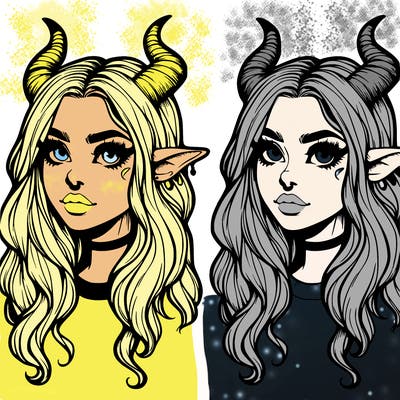 realistic girl with horns