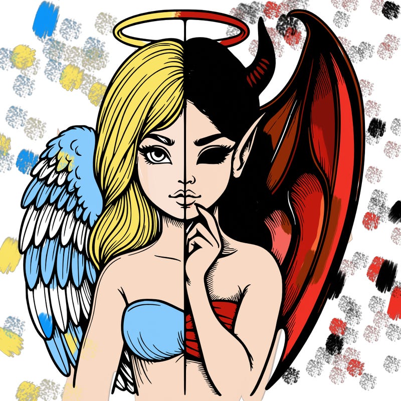 realistic angel half demon