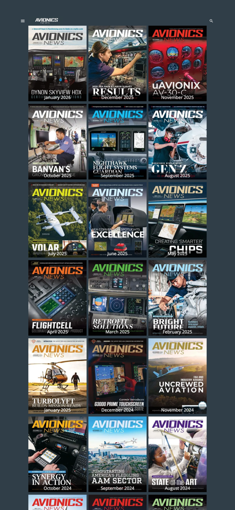 Archivo digital de portadas de Avionics News Magazine organizado por fecha
