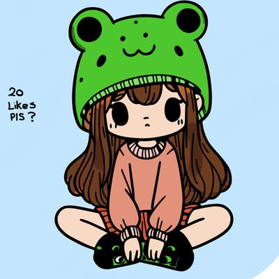 a girl wearing a frog hat and some frog socks