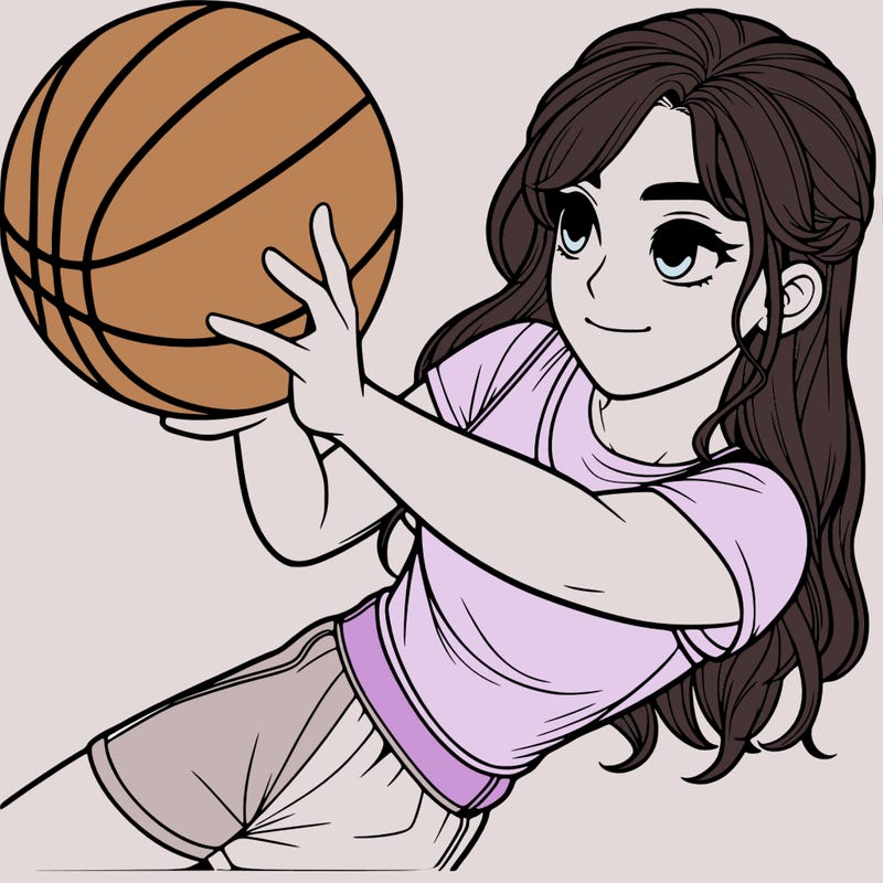 realistic girl playing basketball