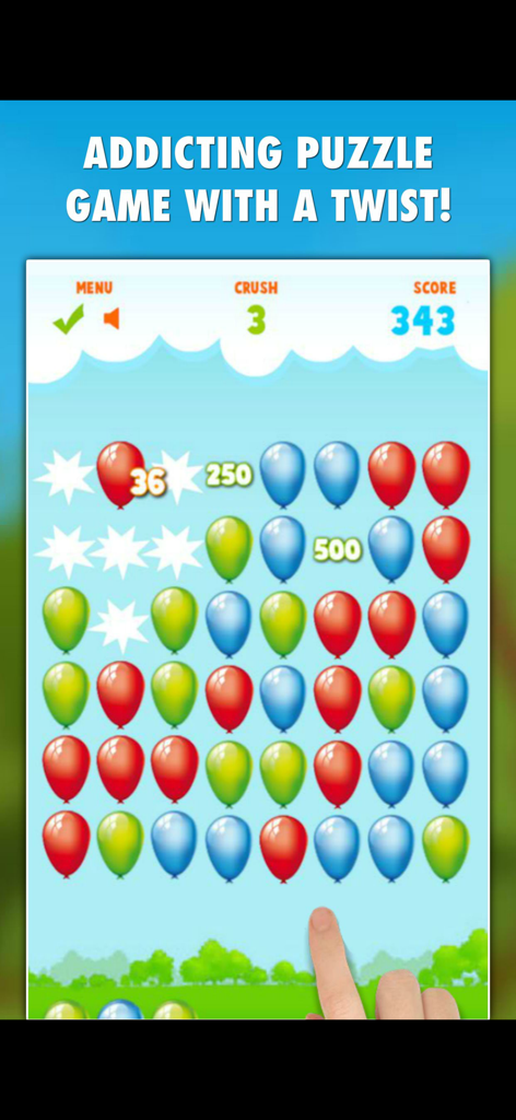 Balloons Pop Mania - Pantalla de juego de Balloons Pop Mania mostrando a un jugador tocando para explotar globos coloridos y ganar puntos