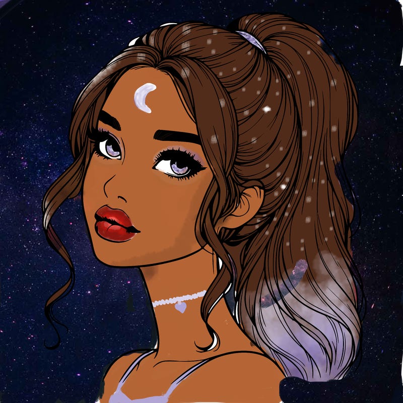 realistic girl with a ponytail on her hair and lips