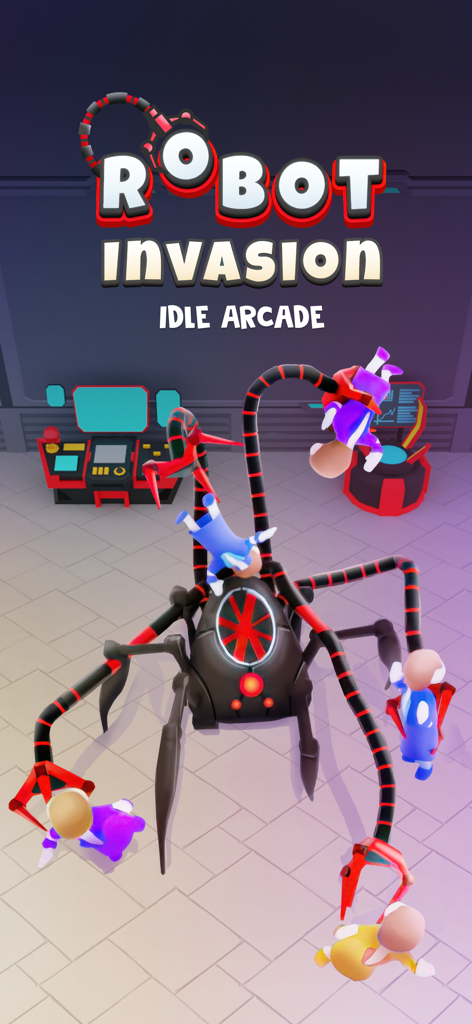 Robot Revenge - Idle Arcade - A multi-armed robot capturing humans in a laboratory setting