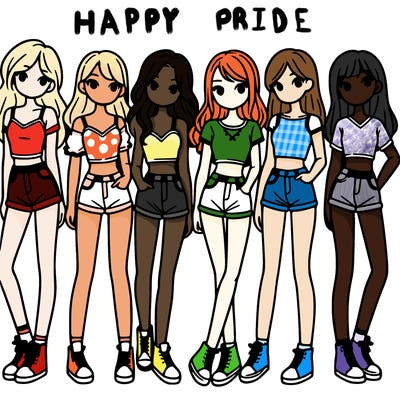 a group of girls wearing crop tops and shorts