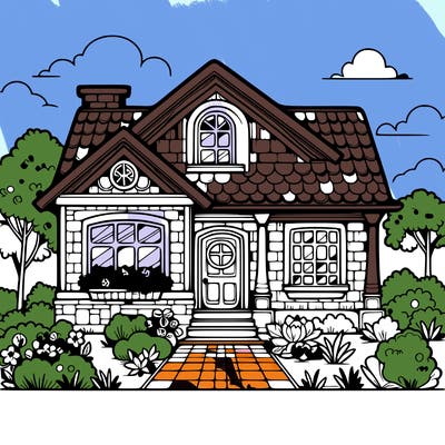 house with beautiful front garden