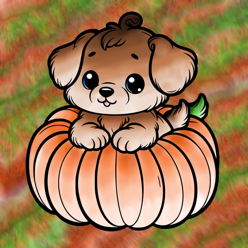 cute little puppy in a pumpkin