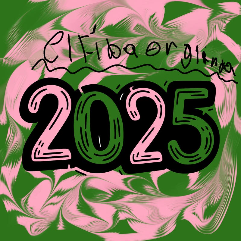 one line scrawled numbers sketch design “2025”