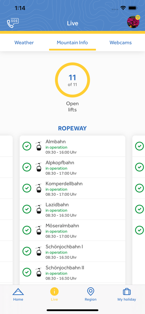 Serfaus-Fiss-Ladis - L'application Serfaus Fiss Ladis affiche l'état en temps réel des remontées mécaniques et des téléphériques.
