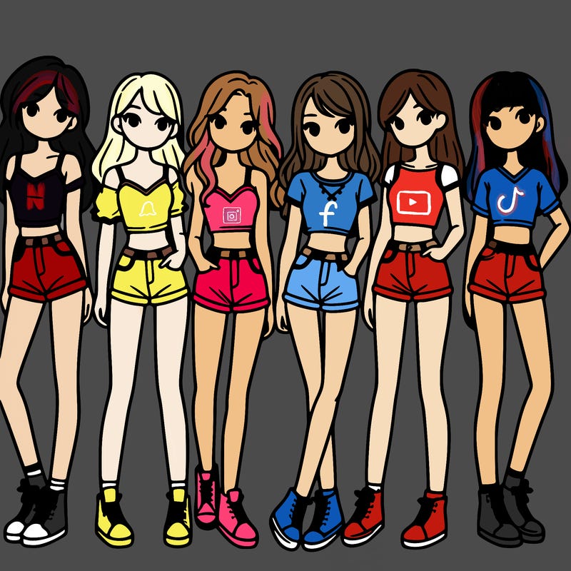 a group of girls wearing crop tops and shorts