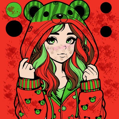 realistic girl in a animal pjs hoodie