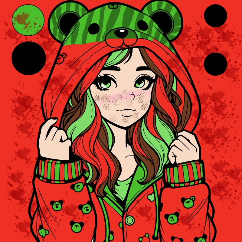 realistic girl in a animal pjs hoodie