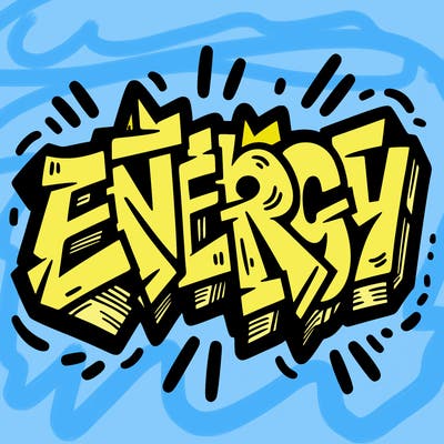 the word "energy" graffiti style