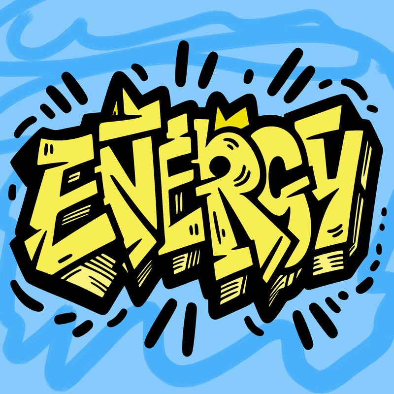 the word "energy" graffiti style