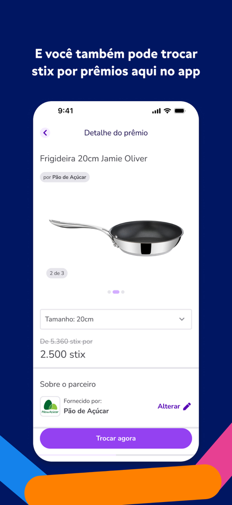 A screen from the Stix app showing a Jamie Oliver frying pan available to be exchanged for loyalty points