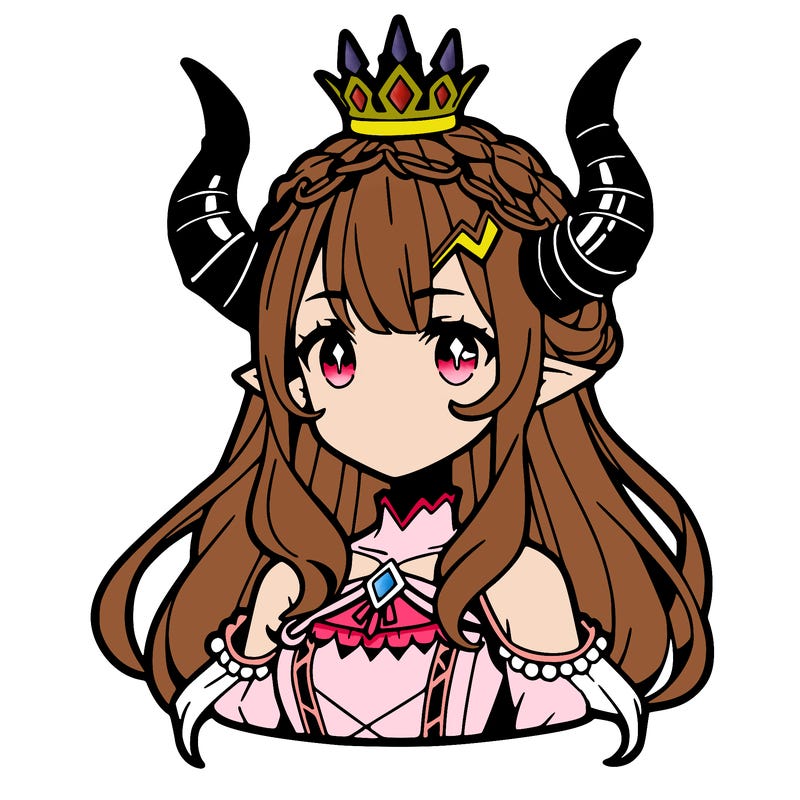 manga female character with horns and a crown
