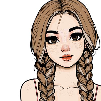 realistic girl with braids
