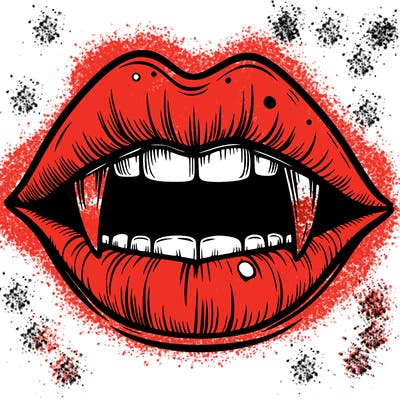 lips with vampire teeth