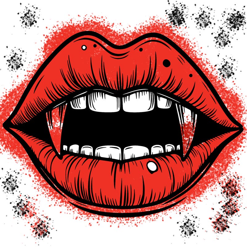 lips with vampire teeth